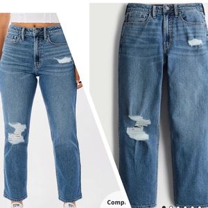 ULTRA HIGH-RISE RIPPED MEDIUM WASH VINTAGE ANKLE STRAIGHT JEANS